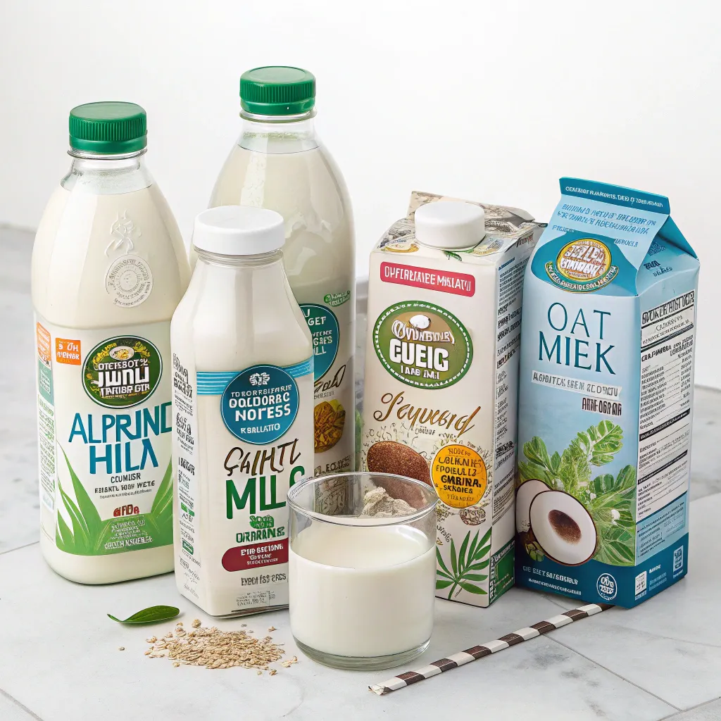 Variety of Plant-Based Milks